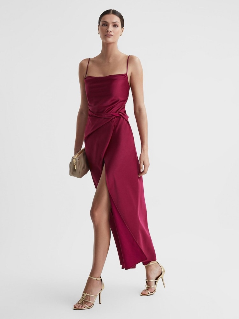 Significant Other Satin Maxi Dress with Side Drape